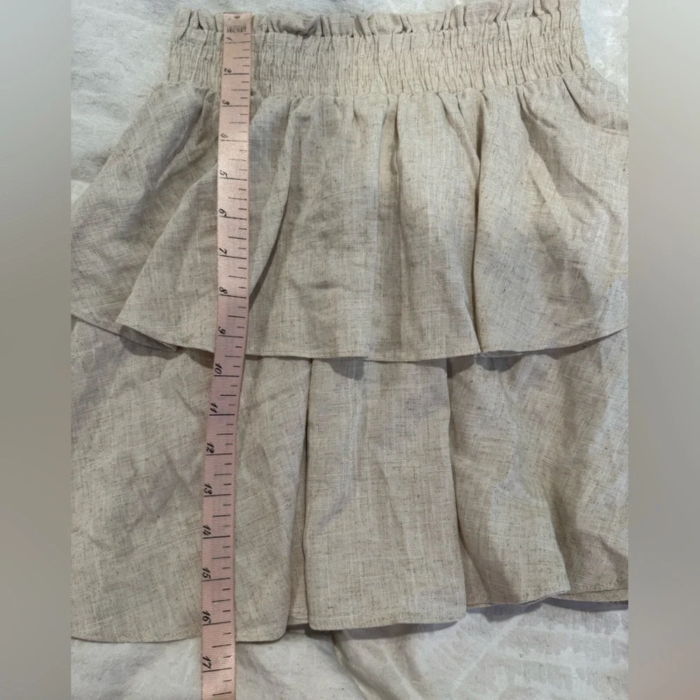 Princess Polly Beige Greta Linen Tierd Blend Mini Skirt - Picture 5 of 7